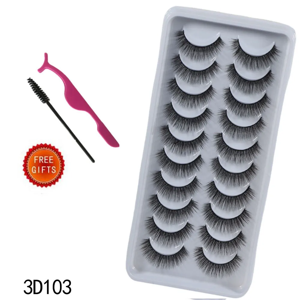 10pairs 3D Faux Mink Lashes Natural False Eyelashes Dramatic Fluffy Fake Lashes Makeup Eyelash Extension Eyelashes