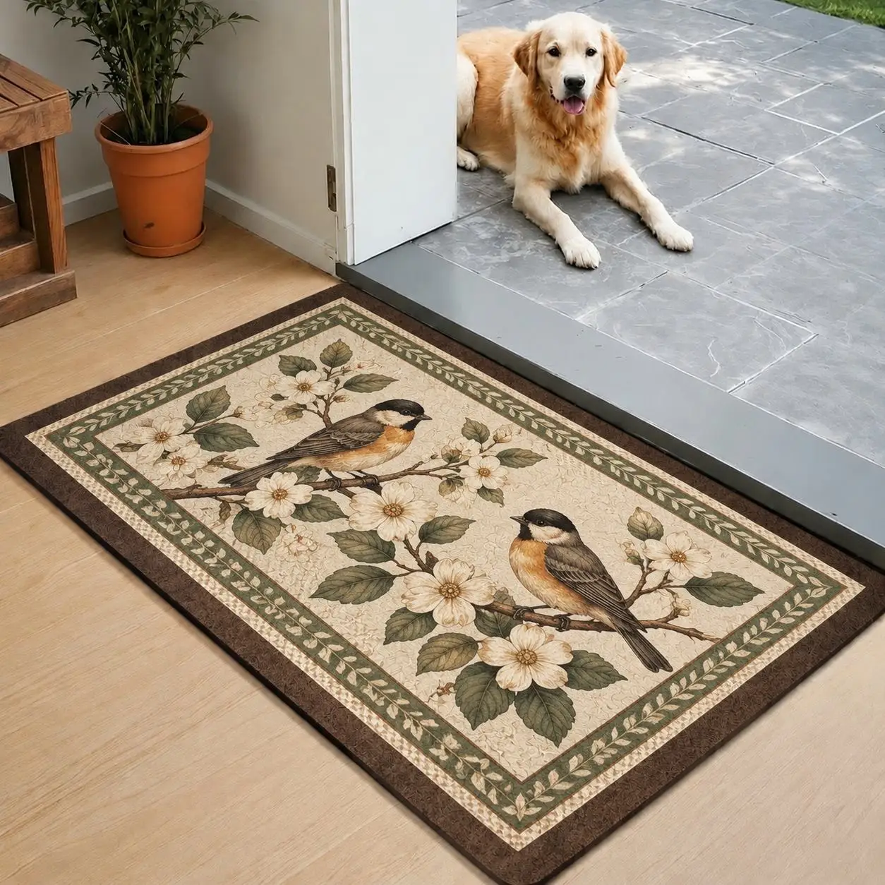 Absorbent Doorway Mat in Square Shape, Diatom Mud Material with Non-Slip Rubber Backing