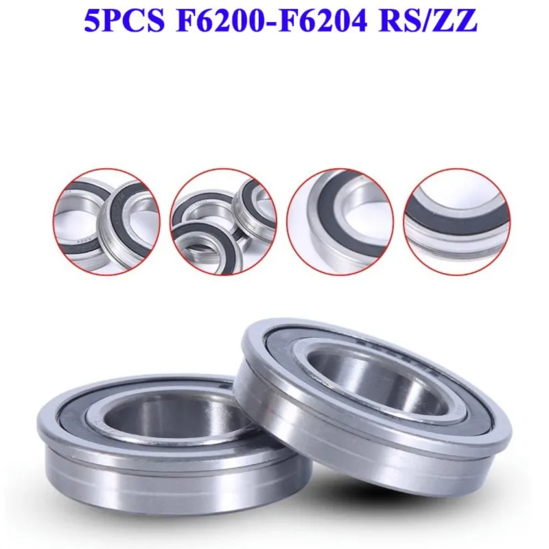 

5pcs F6200 F6201 F6202 F6203 F6204 RS ZZ 2RS rz ABEC-5 Flanged Ball Bearings Rubber Sealed Deep Groove Ball Bearings