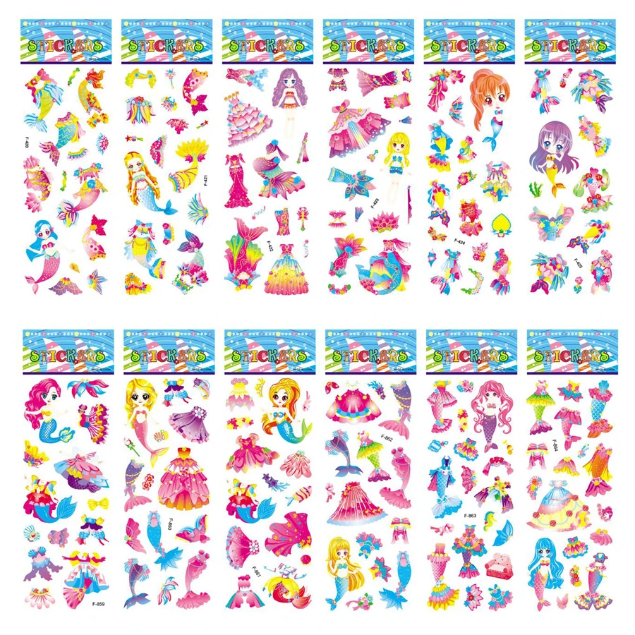 5 Blatt Kinderaufkleber, bauschige Aufkleber für Kinder, Geburtstag, Weihnachten, Neujahr, Geschenk für Mädchen, Jungen, Scrapbooking, Cartoon-Aufkleber – Detail 9