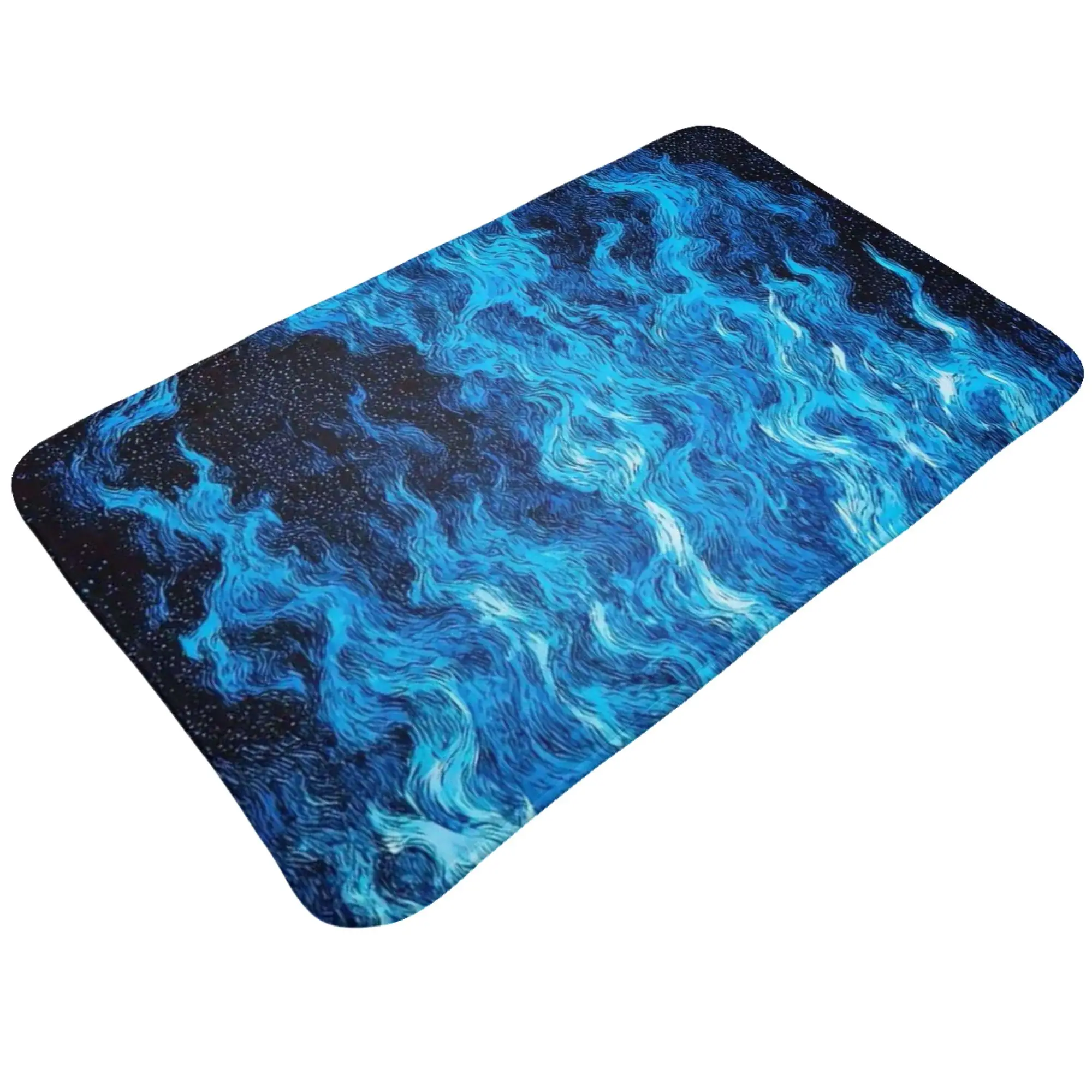 Blue Fire Flame Ice Burn Background Non-slip Mat Living Room  Absorbent Doormat Home Decor