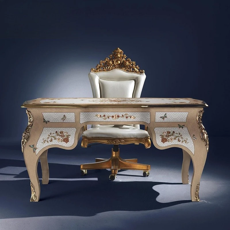 

Court furniture European neoclassical shell inlaid desk French home desk writing table
