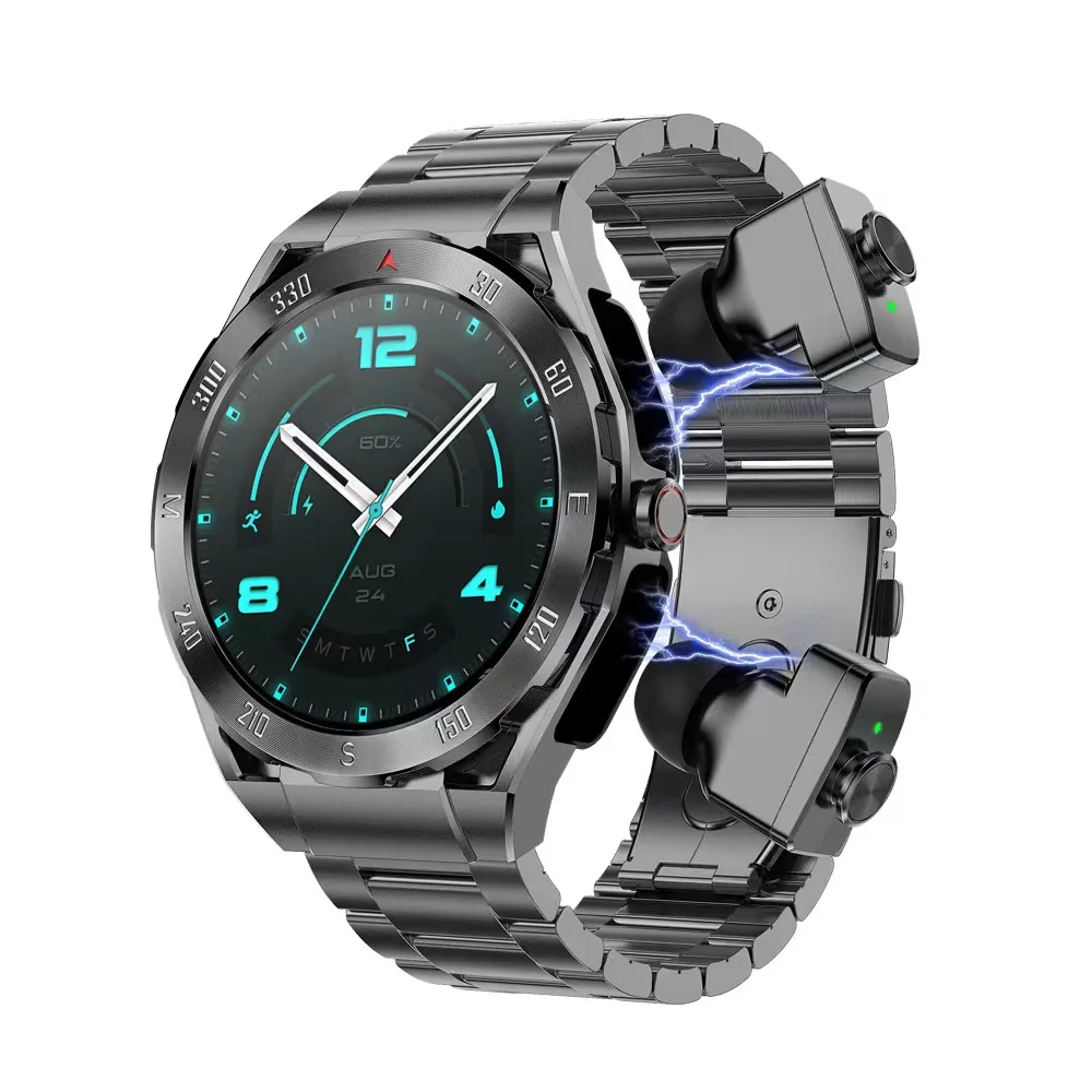 

High end New Amoled Display sport watch Men Business Watches F33 2 in 1 Smart Watch with Earbuds Earphone