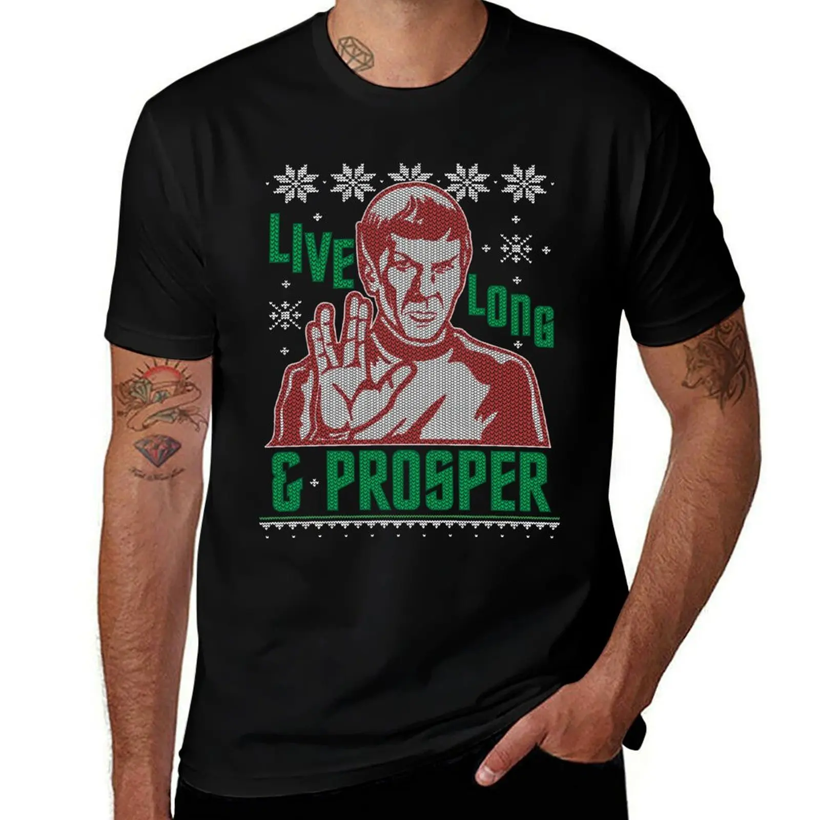 Star Trek Spock Live Long And Prosper Ugly Christmas Sweater T-Shirt customs blue lock Clothing plain t shirts men