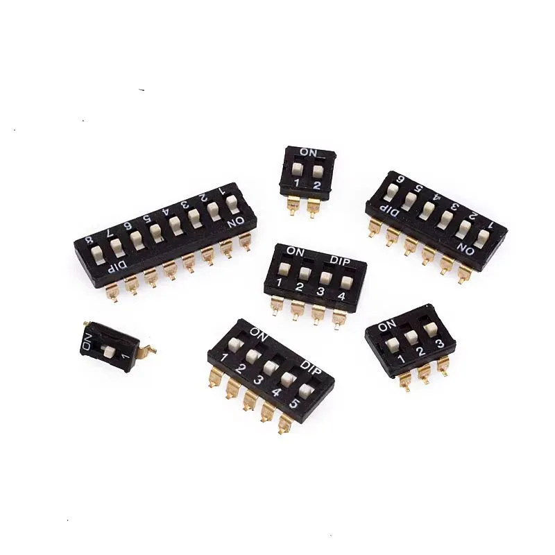 10Pcs/Lot 2.54mm Pitch China Dongwei Original Dial Switch 1/2/3/4/5/7/6/8/9/10/12P Bit Smd Number Switch