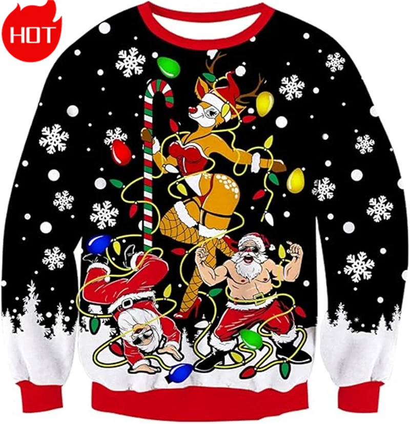 

3D Xmas Printed Sweatshirts Mens Ugly Christmas Sweater Funny Fashion New In Sweaters Ugly Sweaters Christmas Jumper Men Clothes