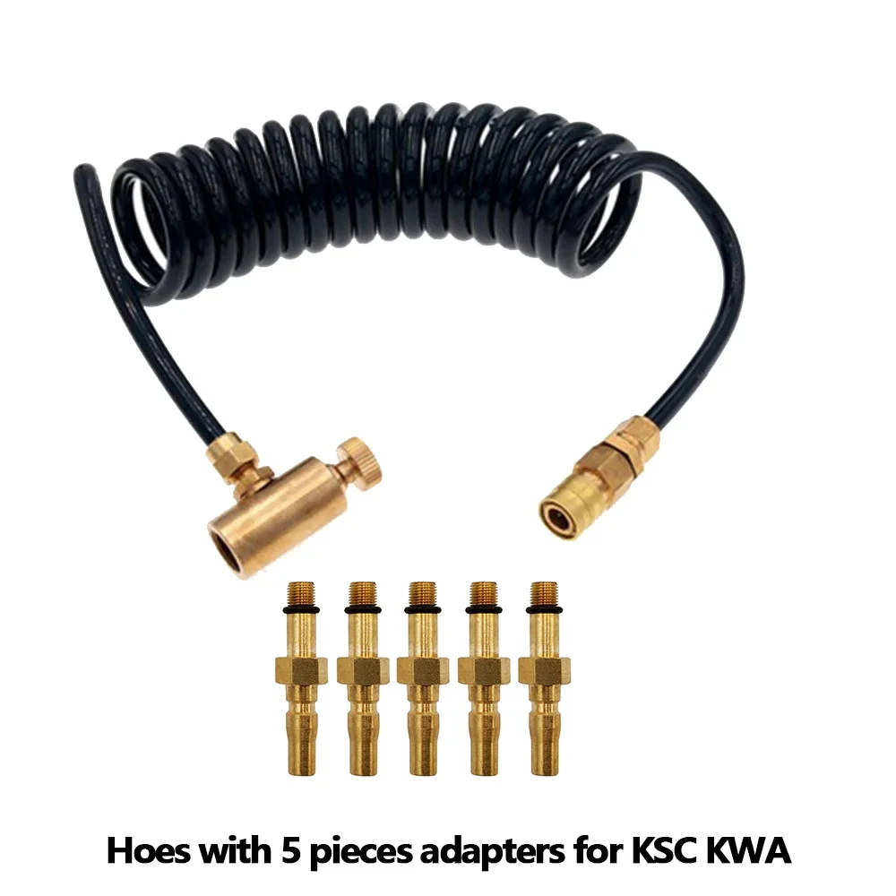 HPA Coil Remote Air Hose with Quick Disconnect Coupler, Fit KSC/KWA, KJW/WE, Marui, VFC, for Green Red Black Gas Canisters