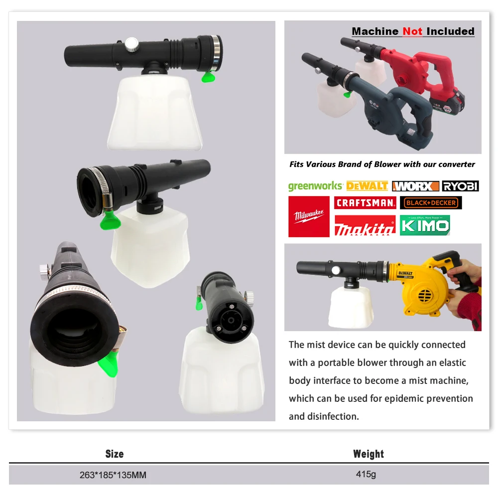 1.2L Multifunctional Handheld Wireless Electric Atomizer Sprayer Blower Flower Sprayer Mist Fogging Machine for Accurate