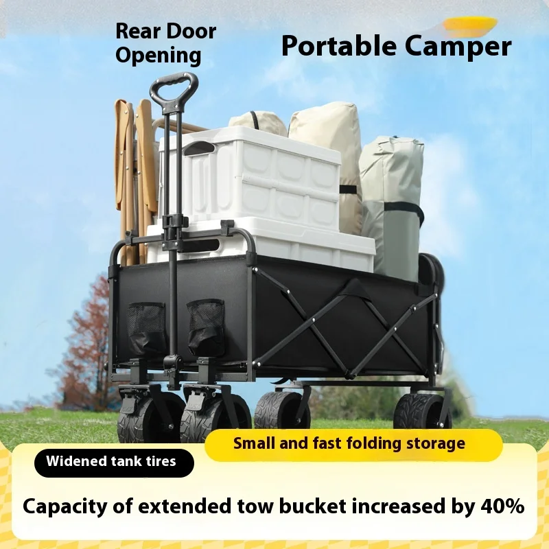 

Outdoor Camper Internet Celebrity Stall Trolley Appeared Tourist Camping Camper Large Capacity Portable Folding CartCamping Gear