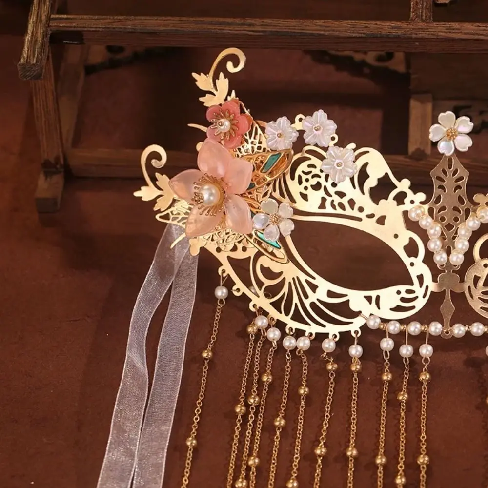 رائعة اللؤلؤ مجهول غطاء الوجه سلسلة زهرة قناع الزفاف سبيكة الجنية المرأة الحجاب الغامض هدية #5