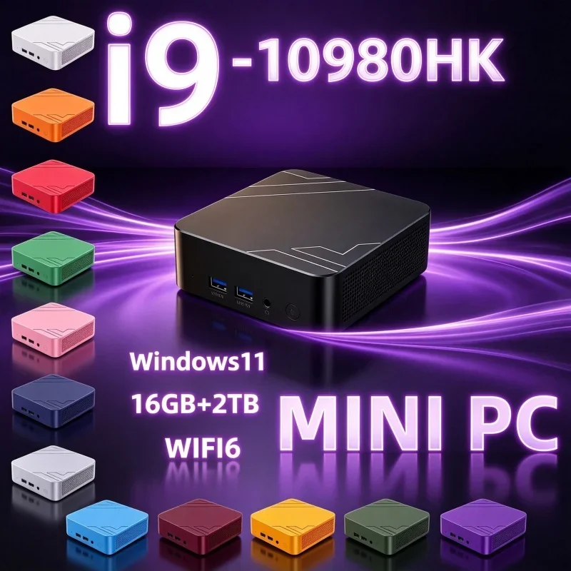 New Intel I9 10980HK Fast‑Boot Quick Loading 13 Kinds Color Mini Pocket PC 16GB RAM 1/2TB SSD WIFI6 BT5.2 Win11 4K