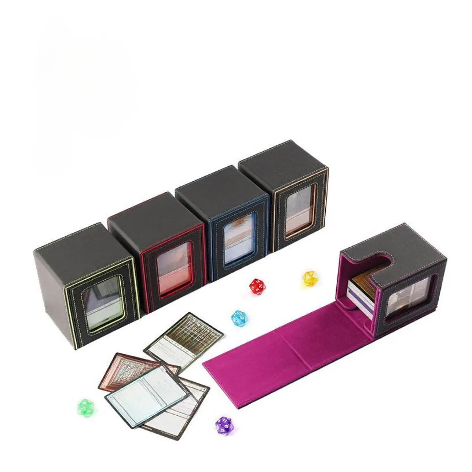 Trading Card Deck Box Card Storage Box Game Card Case Transparent Window Collectible Cards Container Card Organizer Deck Case