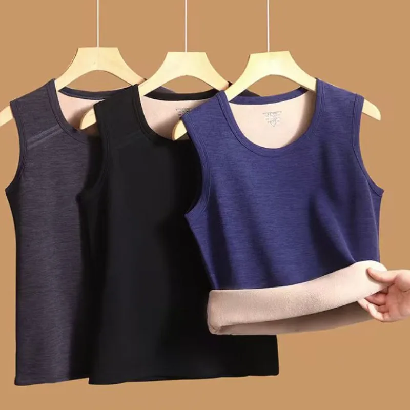

Winter Men's Warm Velvet Vest Warmth Cold Protection Sleeveless Tops Thick Fleece Slim Home Comfortable Thermal Waistcoat
