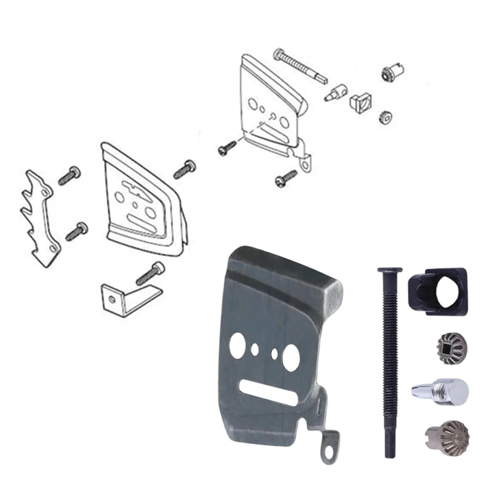 For Echo CS-400 CS-450 Chainsaw Chain Bar Tensioner Adjuster Kit Metal Construction 6 Piece Set with Oil Pump Cover