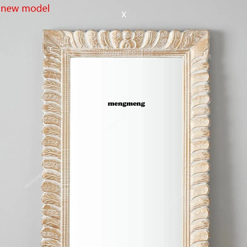 H134 European retro border art carved floor mirror French living room entrance wall hanging dressing mirror