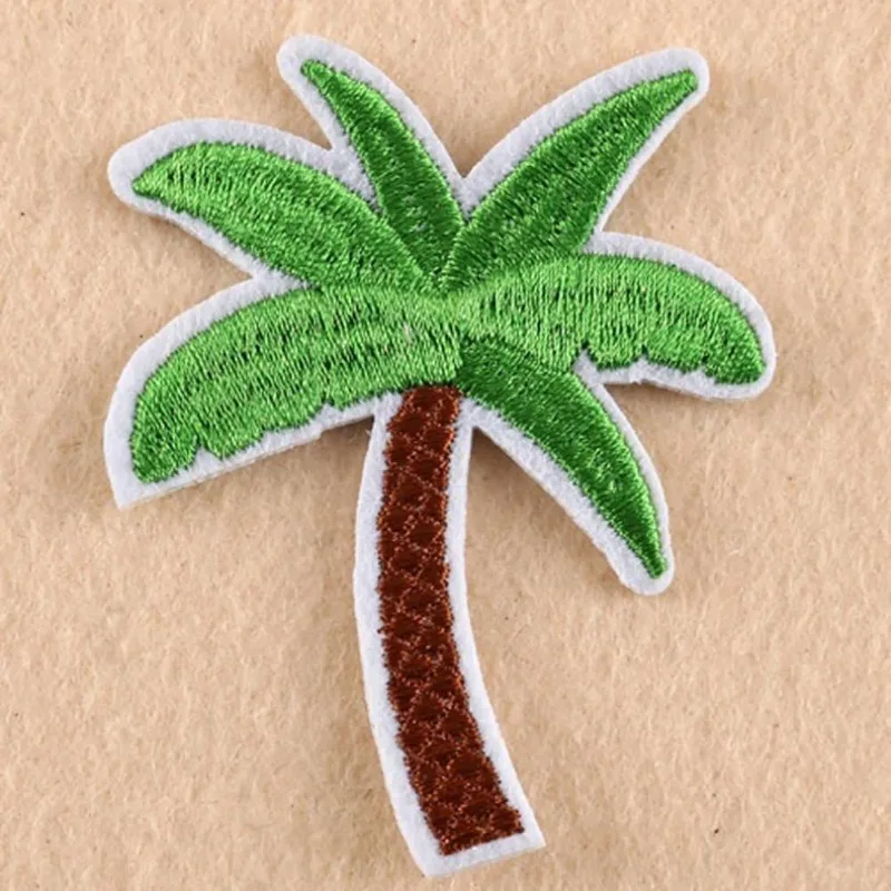 5Pcs Green Applique for Clothing DIY Accessories Coconut Palm Tree Embroidered Iron on Patch Sewing Applique Sewing Applique