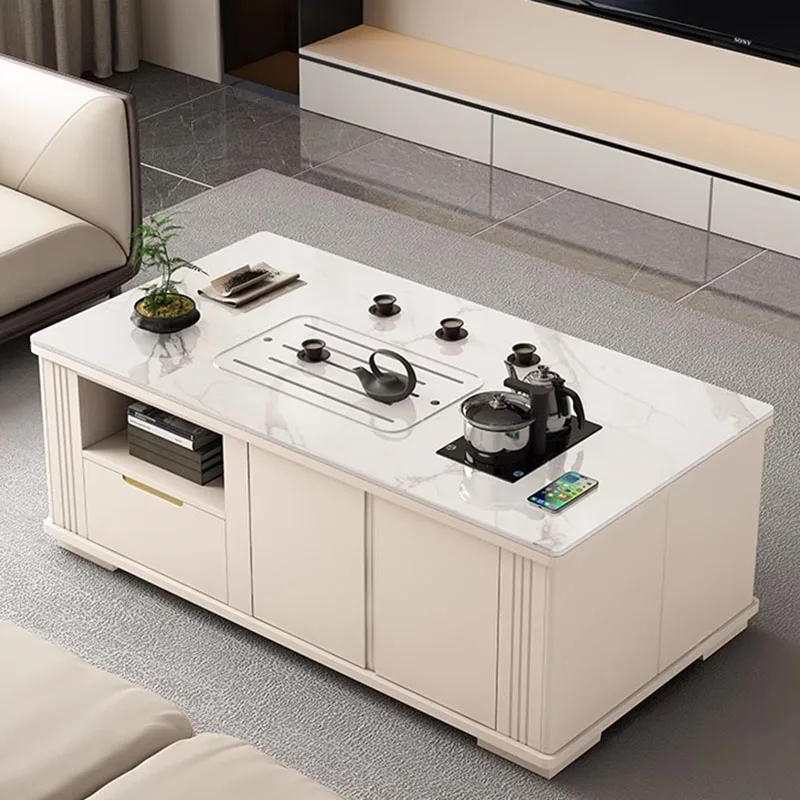 Low Drawers Coffee Tables Storage Designer White Wooden Modern Coffee Table Living Room Apartamento Mesa Auxiliar Home Furniture