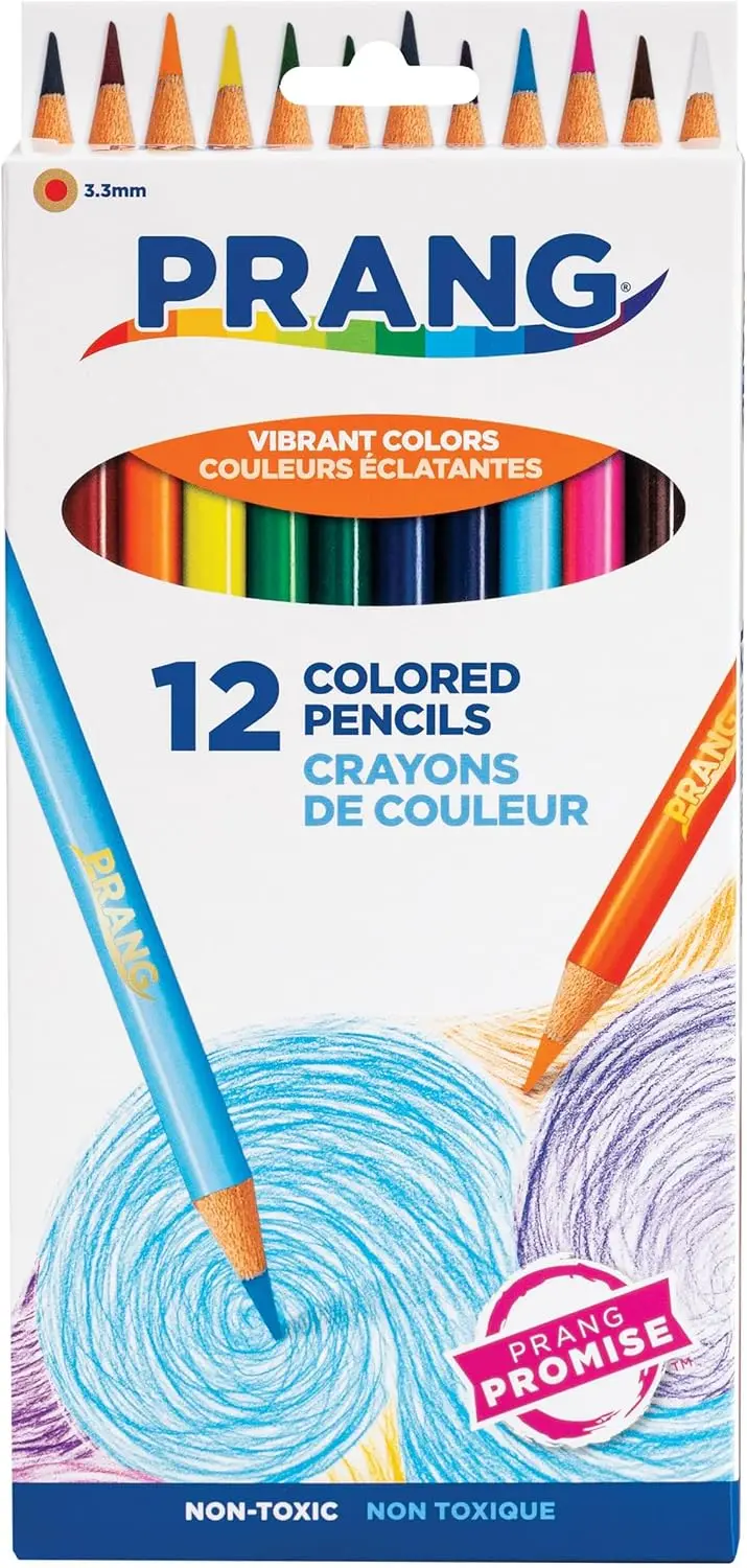 

Vibrant 3.3mm Thick Core Colored Pencils, 12 Assorted Colors for Kids Art