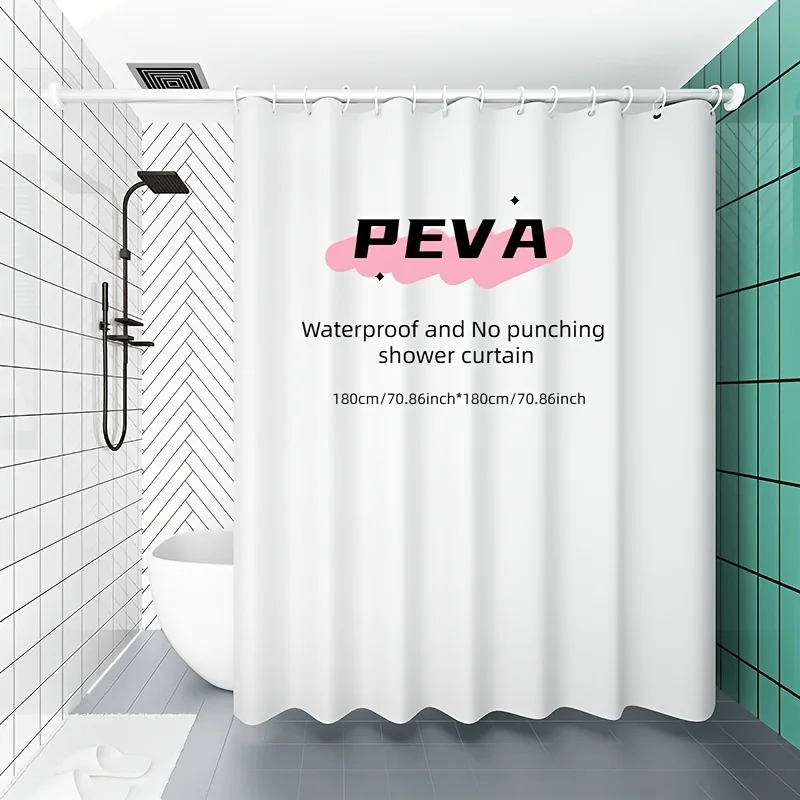 1pc 70x70 Inch Waterproof Peva Shower Curtain-Bathroom Partition and Bathtub Curtain -Easy to Clean and Decorate Your Bathroom