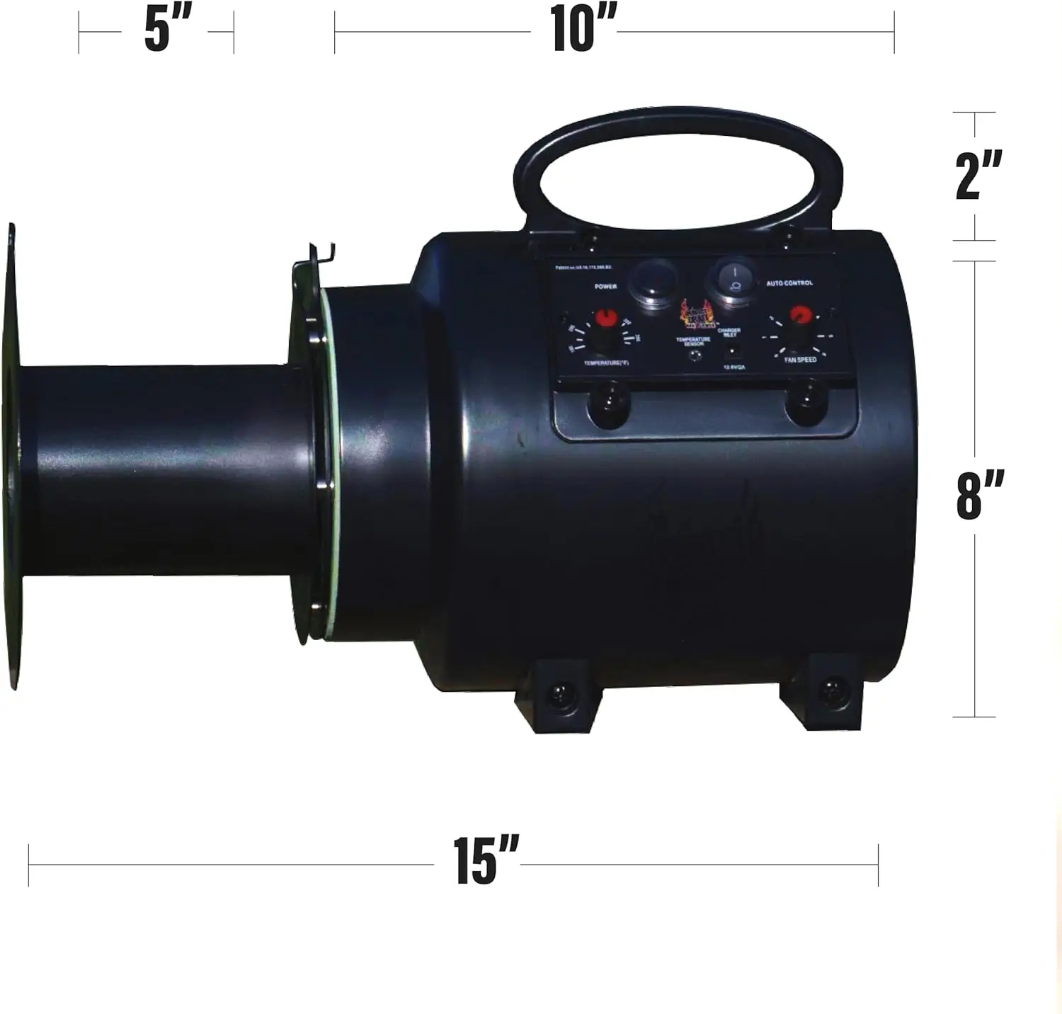 BBQ Blower 4.0 for Offset Smoker Designed in Texas, Patented in the USA - Battery Powered BBQ Fan