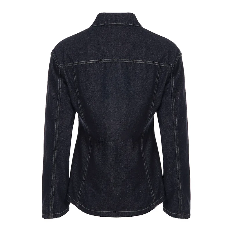Amerikaanse Retro Gewassen Denim Jassen Vrouwen Herfst Nieuwe Single Breasted Slanke Taille Jean Jas Vrouwelijke Casual Tops