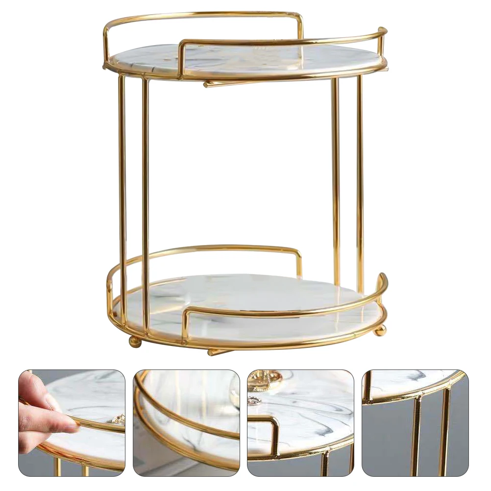 

Golden Desktop Storage Rack Shelf for Cosmetics Jewelry Makeup Perfume Organizer Large Capacity Multi Purpose Iron Ceramic Rack