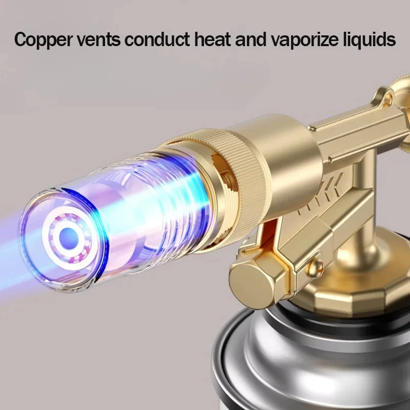 Copper Welding Gas Torch Portable Flame Gun Butane Burner Outdoor Camping BBQ Flamethrower Welding Equipment Kitchen Lighter