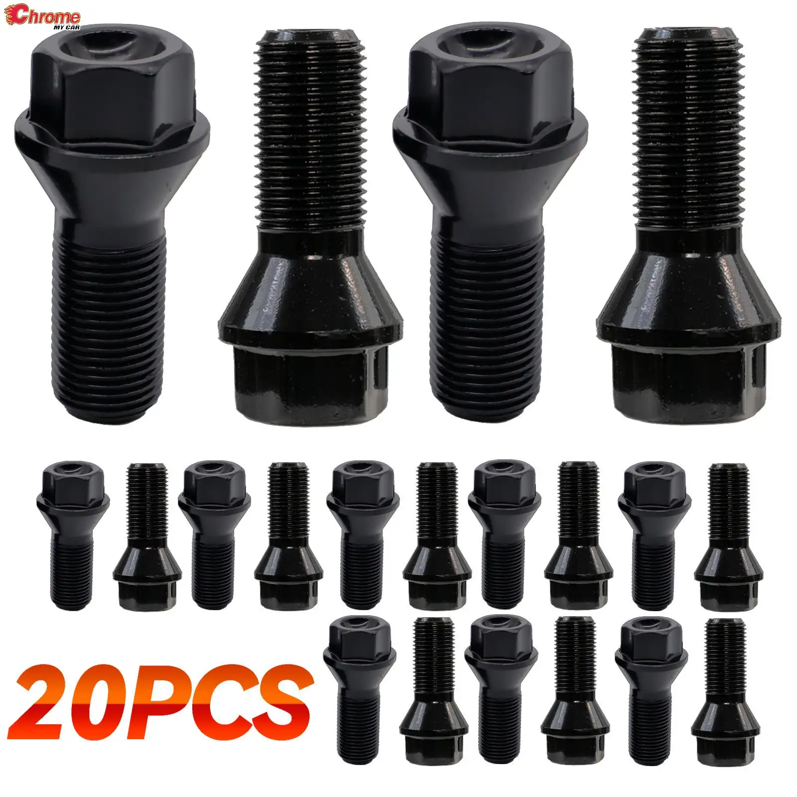 20x For BMW X3 X5 E70 E71 F20 F25 428i 528i M4 M5 Z4 Car Wheel Lug Bolts Nut Steel 36136781151 Black Car Standard Accessories