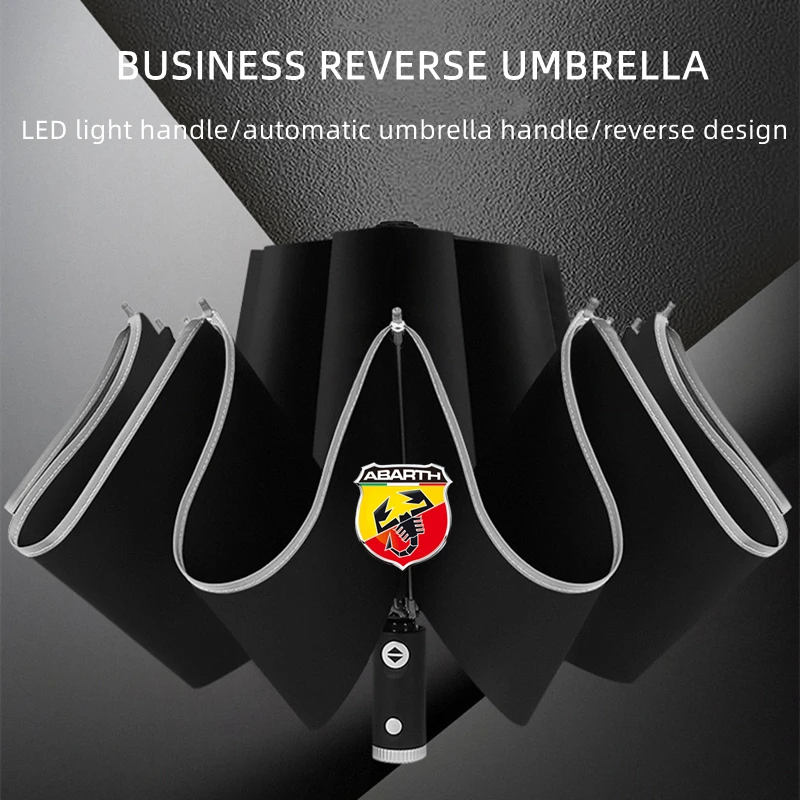 Automatic Reflective Stripe Reverse Led Light 10 Ribs Windproof Umbrellas For Fiat Abarth 595 Abarth 500 abarth 124 spider