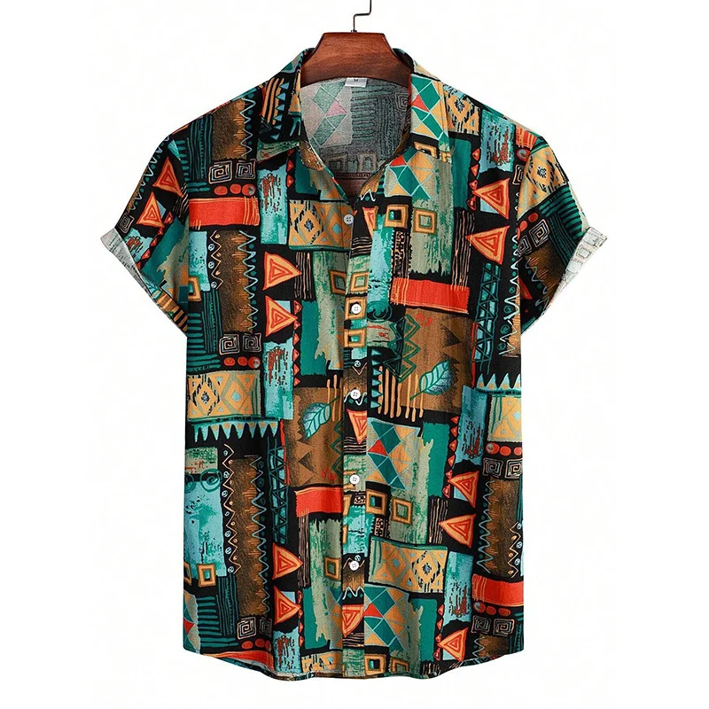 Summer Flower Graffiti 3D Print Men's Street Fashion Shirt - Suitable for Both Men and Women - Hawaiian Shirt Short-Sleeved Top