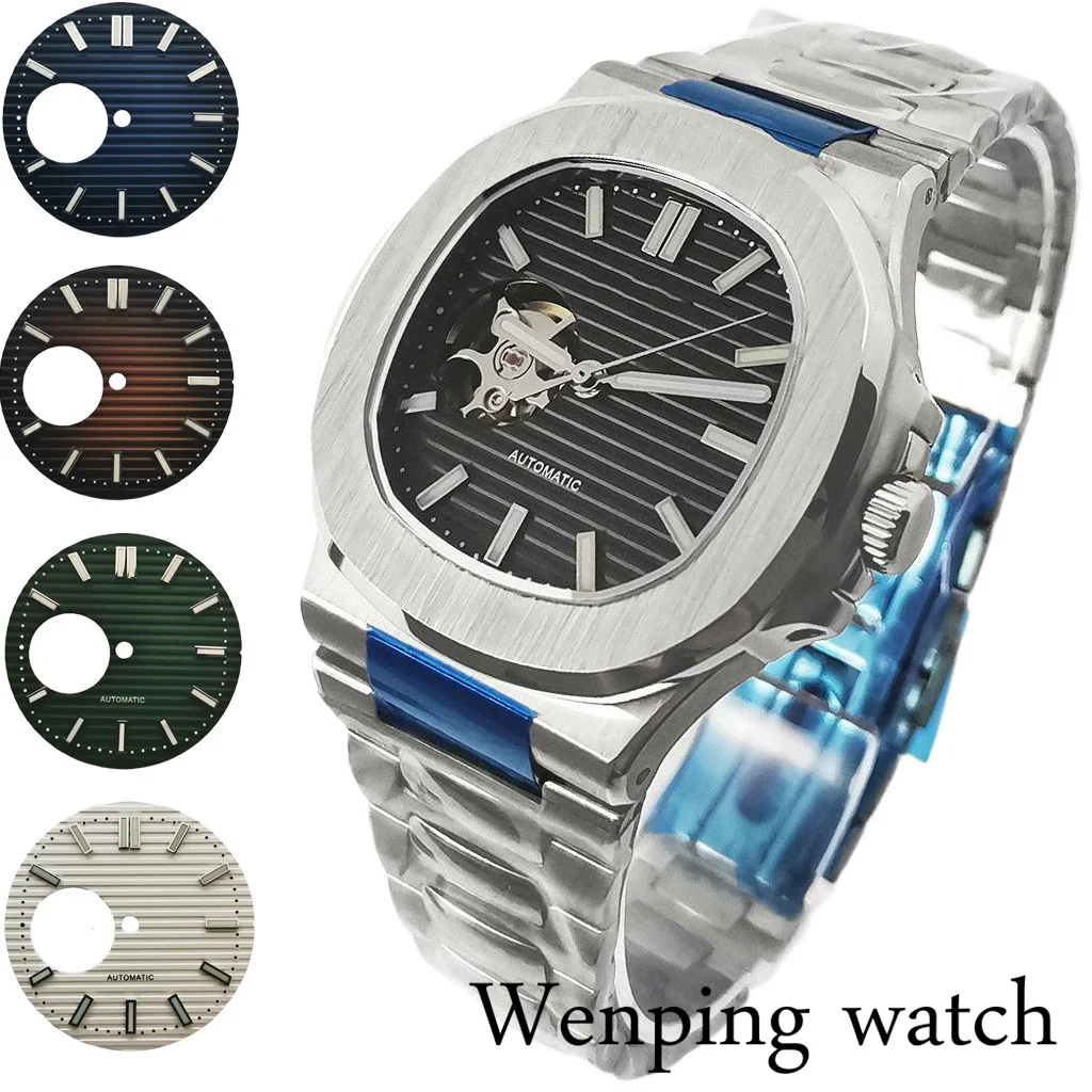 

New Original 39mm Men's Top Luxury Casual Fashion Automatic Watch Silver Case Skeleton Black Dial Sapphire Glass NH38 Movement