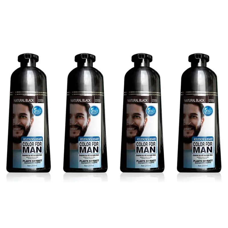 

【FAVORITE】4X Permanent Beard Dye Shampoo For Men Beard Dying Removal White Grey Beard Hair Men Beard Shampoo 200ML