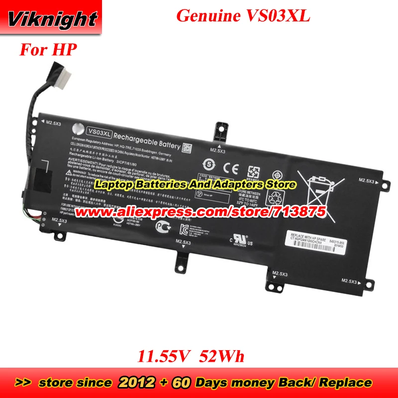 

Оригинальный аккумулятор VS03XL HSTNN-UB6Y TPN-I125 11,55 В 52 Втч для HP Envy 15-AS000 15-as108TU 15-as027TU