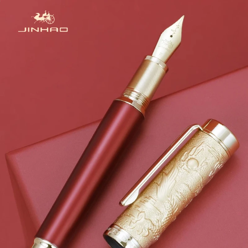 Imagem -06 - Luxo Jinhao Dragão Espírito Caneta Fonte 2024 f Batimento Cardíaco Nib Metal Caneta Papelaria Estudante Negócios Escritório Material Escolar