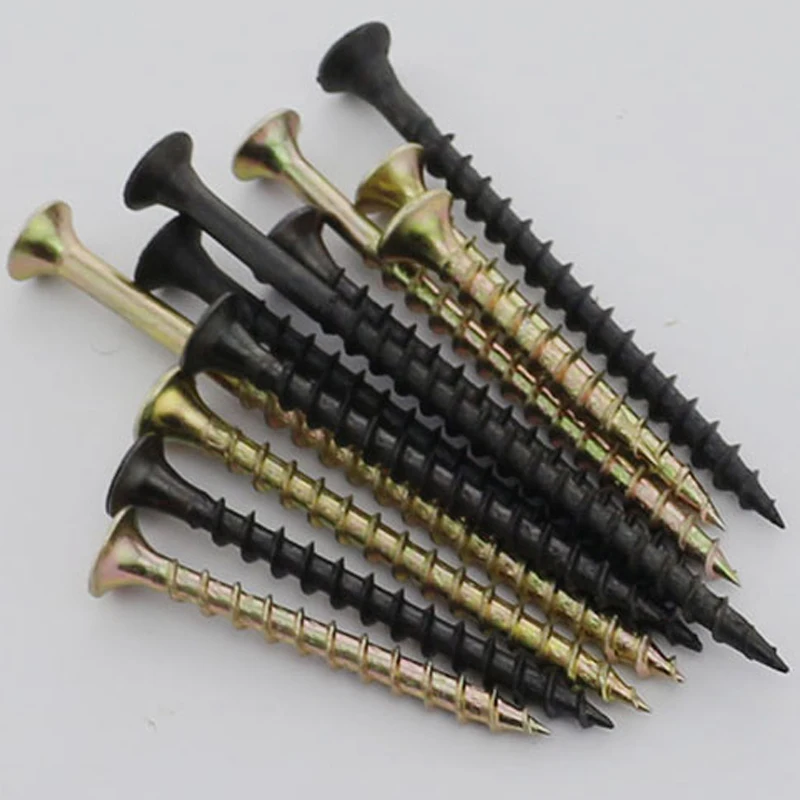 

200 шт., быстрый саморез с черной крупной резьбой, никелированный крестообразный саморез с плоской головкой, винт M4