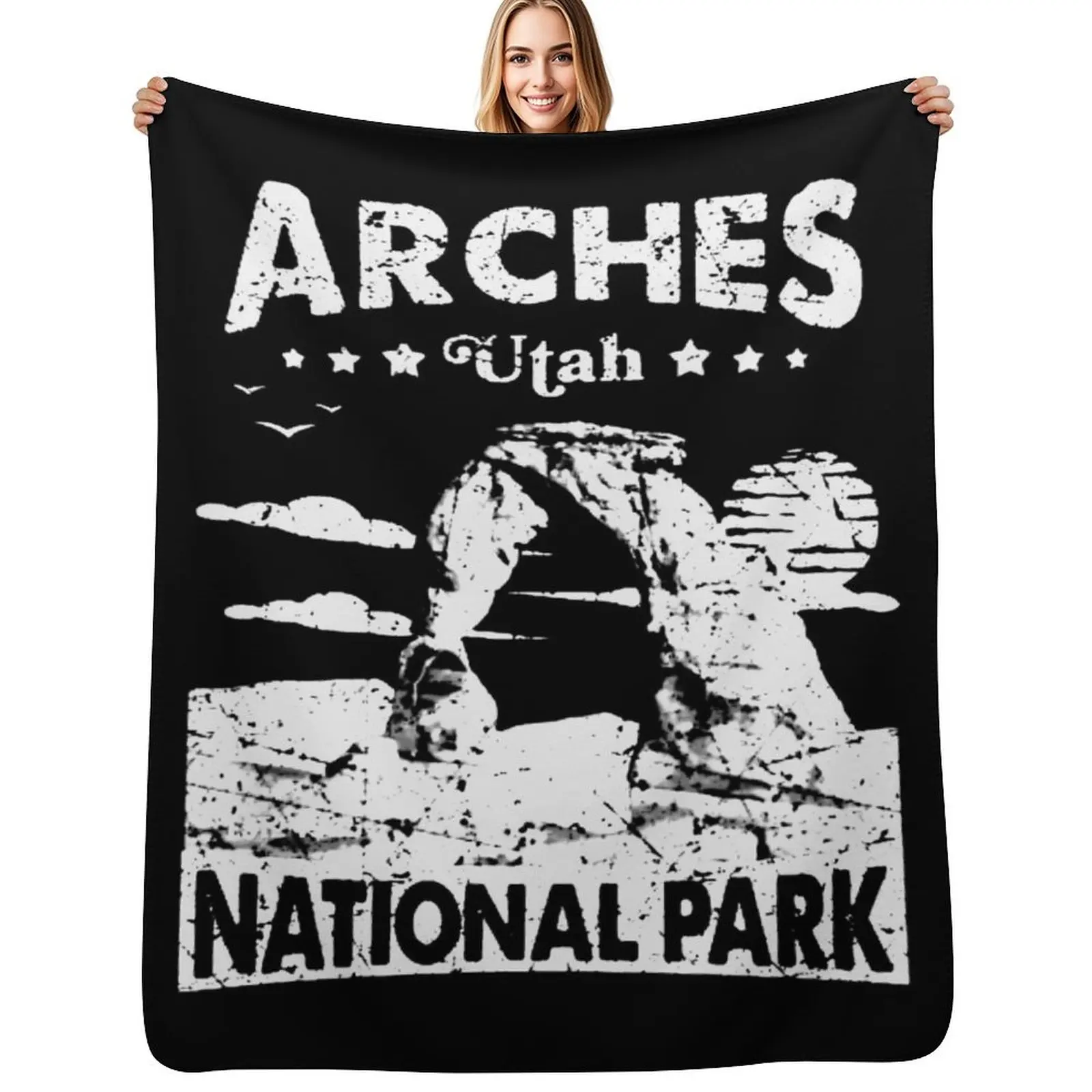 

Arches National Park , Delicate Arch Vintage Utah Gift Throw Blanket Soft Home Decor Blanket for Couch Bedroom