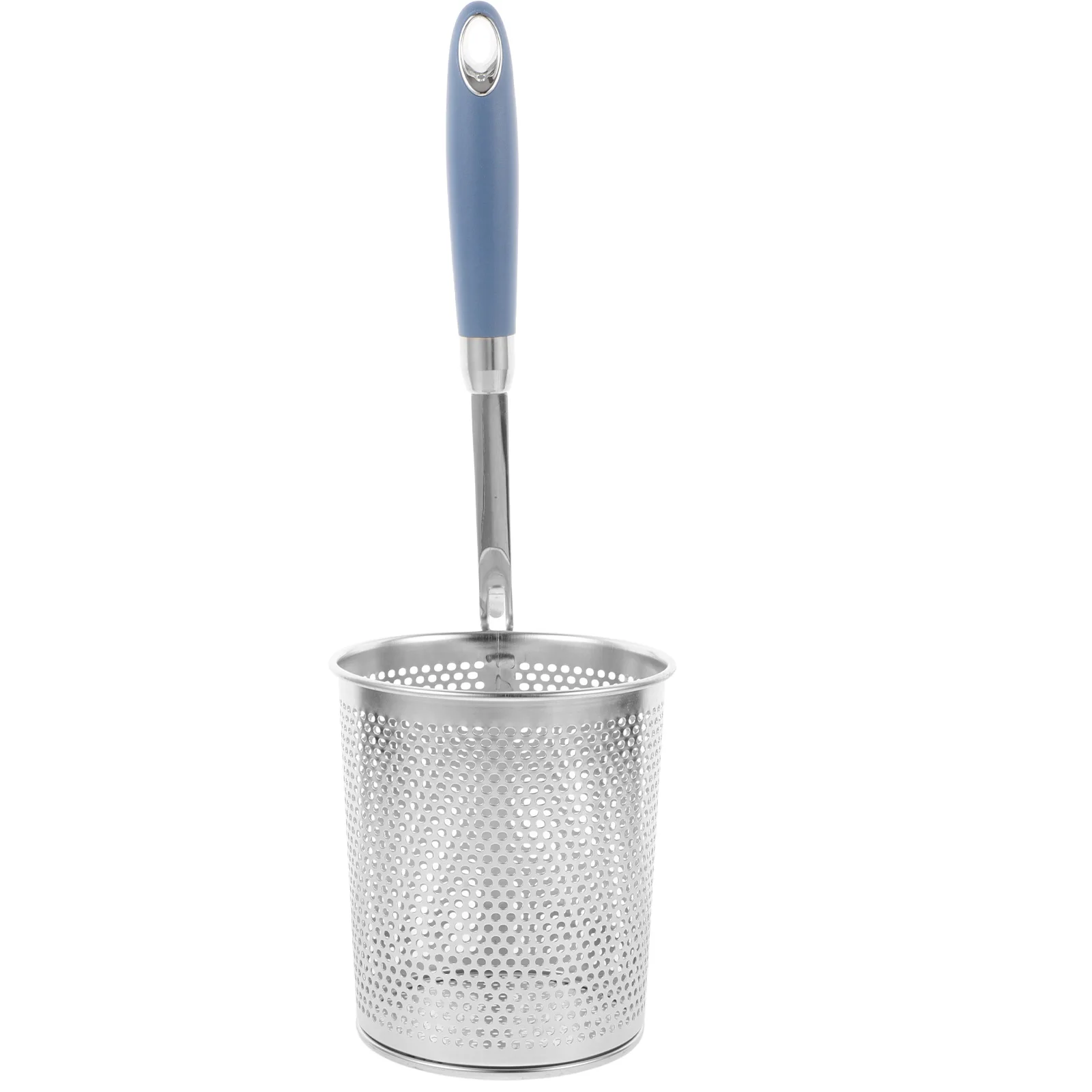 

Blue Small Anti Slip Strainer Colander Spoon Stainless Steel Pasta Noodle Kitchen Cookware Non Slip Handle Basket For Cooking