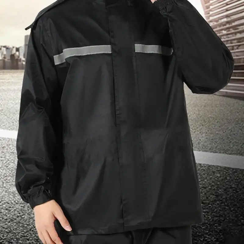 Motorcycle Raincoat Waterproof Safety Rain Coat Hood Rain Jacket and Rain Pants Breathable Reflective Rainwear for Men & Women