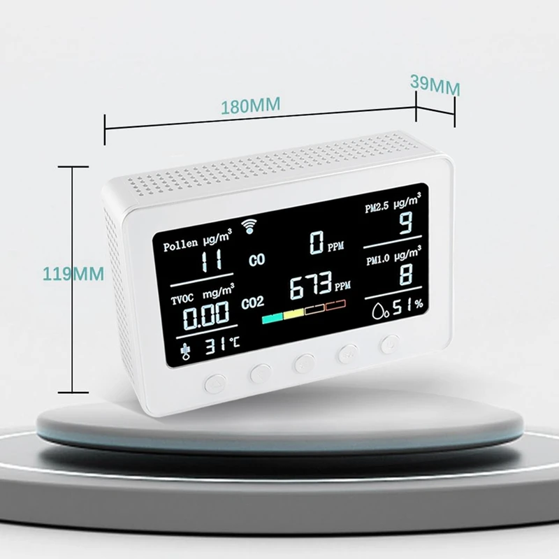 PT02 Plus Wifi Air Quality Monitor Detects Pollen TVOC CO CO2 PM2.5 1.0 Temp RH Iot Controller RS485 Data Logger