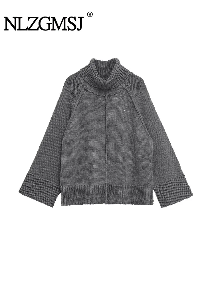 

NLZGMSJ вязаный женский свитер с высоким воротником, осень 2022, свободная куртка с длинными рукавами, женский повседневный пуловер большого размера Y2K