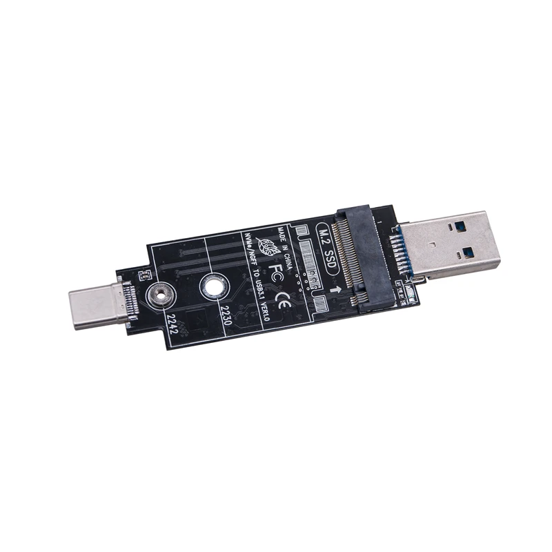 Dual Protocol M2 SSD Adapter 10Gbps USB 3.2 GEN2 USB-A + Type C Riser RTL9210B Chip B+M/M Key for M.2 SATA Protocol SSD NVME SSD