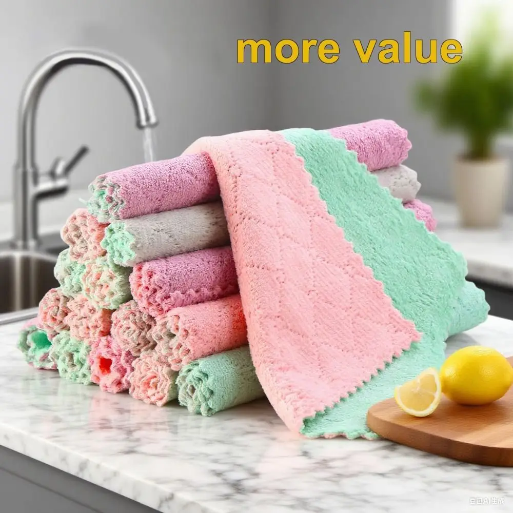 Remove Oil Microfiber Cleaning Cloth Super Absorbent Fast Drying Thickened to Absorb Water with 2 Color Assorted Durable