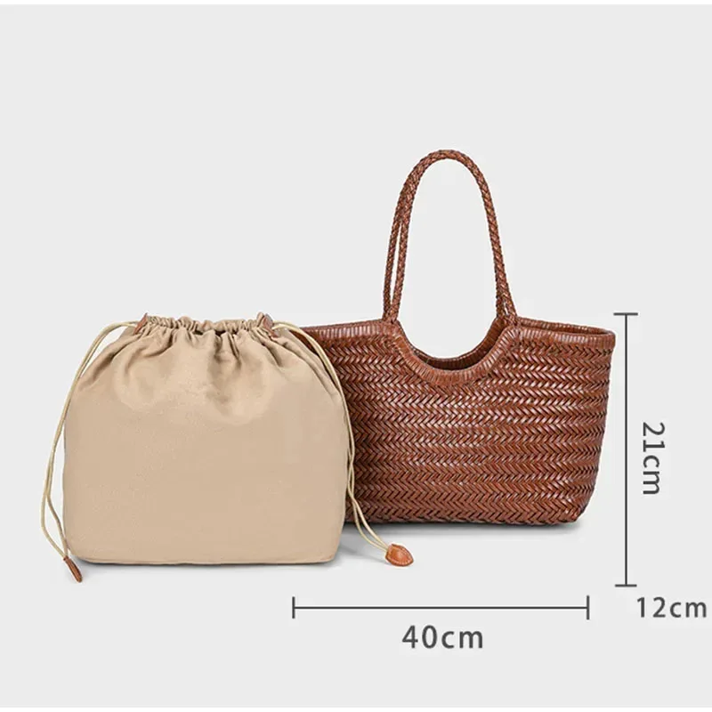 Französische Handgewebte Damen-Tragetasche Große Gemüsekorb-Tasche mit Lässiger Innentasche zum Einkaufen Schulter- und Unterarm-Tragetasche – Detail 1