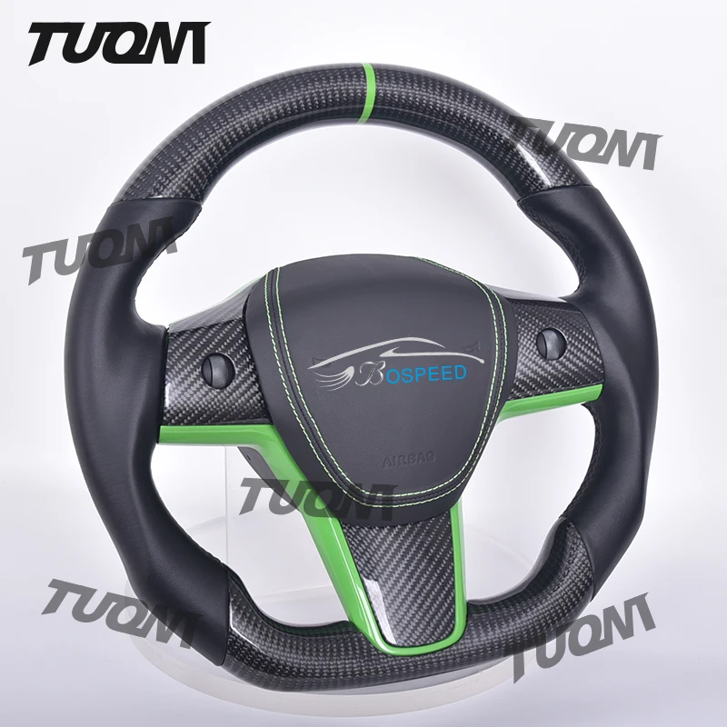 

Carbon Fiber Leather Steering Wheel Car Modification Accessories For Telsa Model 3 X Y & S