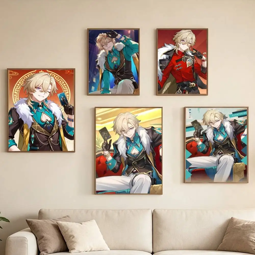 Aventurine-E Honkai Star Rail  Poster High Quality Dorm Living Room Aesthetic Wall Decoration Painting Stickers Gift
