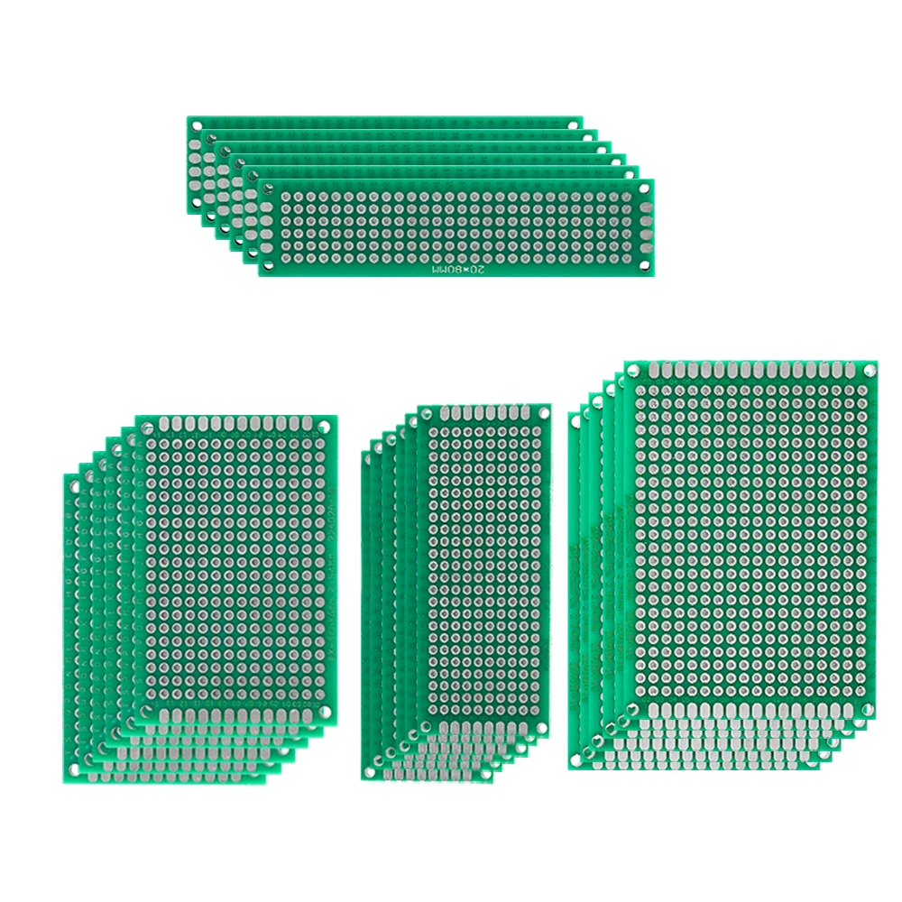 Double-Sided PCB Prototyping Kit: 24pcs 2*8 3*7 4*6 5*7cm PCBs Boards Set in Assorted Sizes, Ideal for Diy Electronics Hobbyists