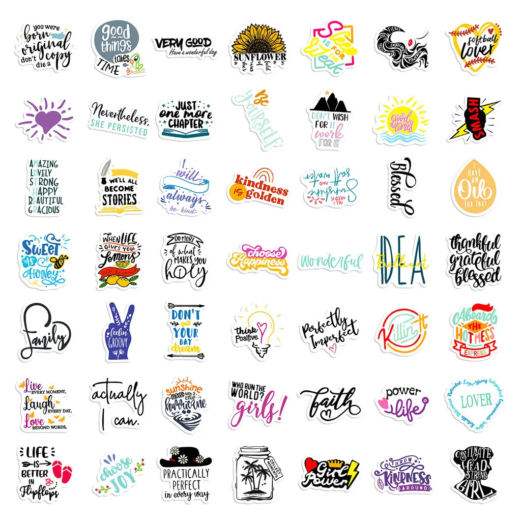 100PCS Inspirational Phrase Graffiti Stickers - 4 Sheets, Decor for Notebook, Phone & Water Cup AnimeWorlds Store