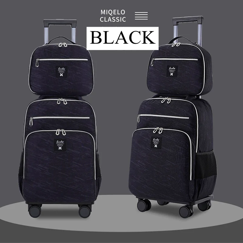 Women trolley bags set large capacity 20 inch trolley bags spinner wheels waterproof short trip bag boarding carry on hand bag