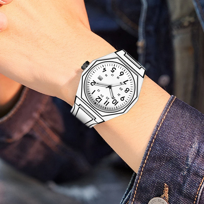 LIGE 2025 New luxury Arabic Digital Watch For Men Outdoor Sport Waterproof Men's Quartz Watch Fashion Silicone Date Chronograph