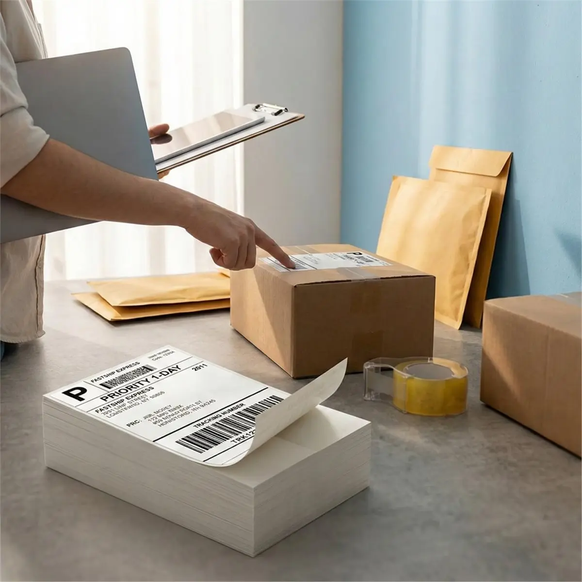 Home Tool 4x6 Thermal Shipping Labels 1000 Pack 2 Stacks, Perforated Waterproof Commercial Grade for Desktop Printer